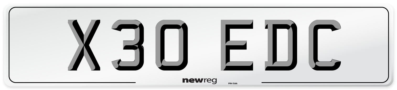 X30 EDC Number Plate from New Reg